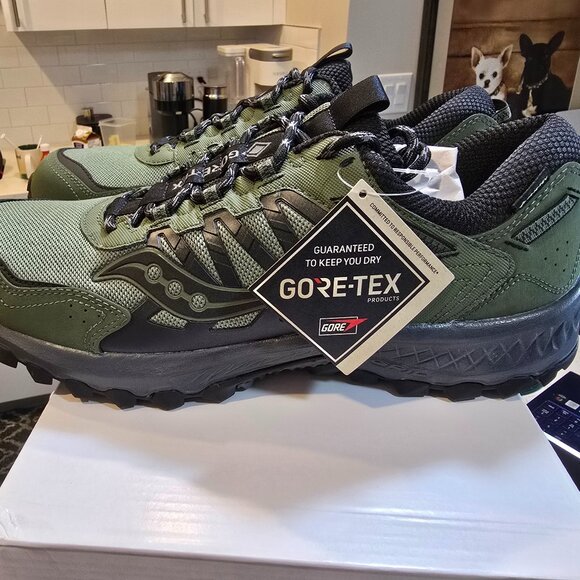 Saucony Grid Peak GTX Gore-Tex® Trail Running Shoes Green /Black S70849-2 10.5 - Picture 1 of 13